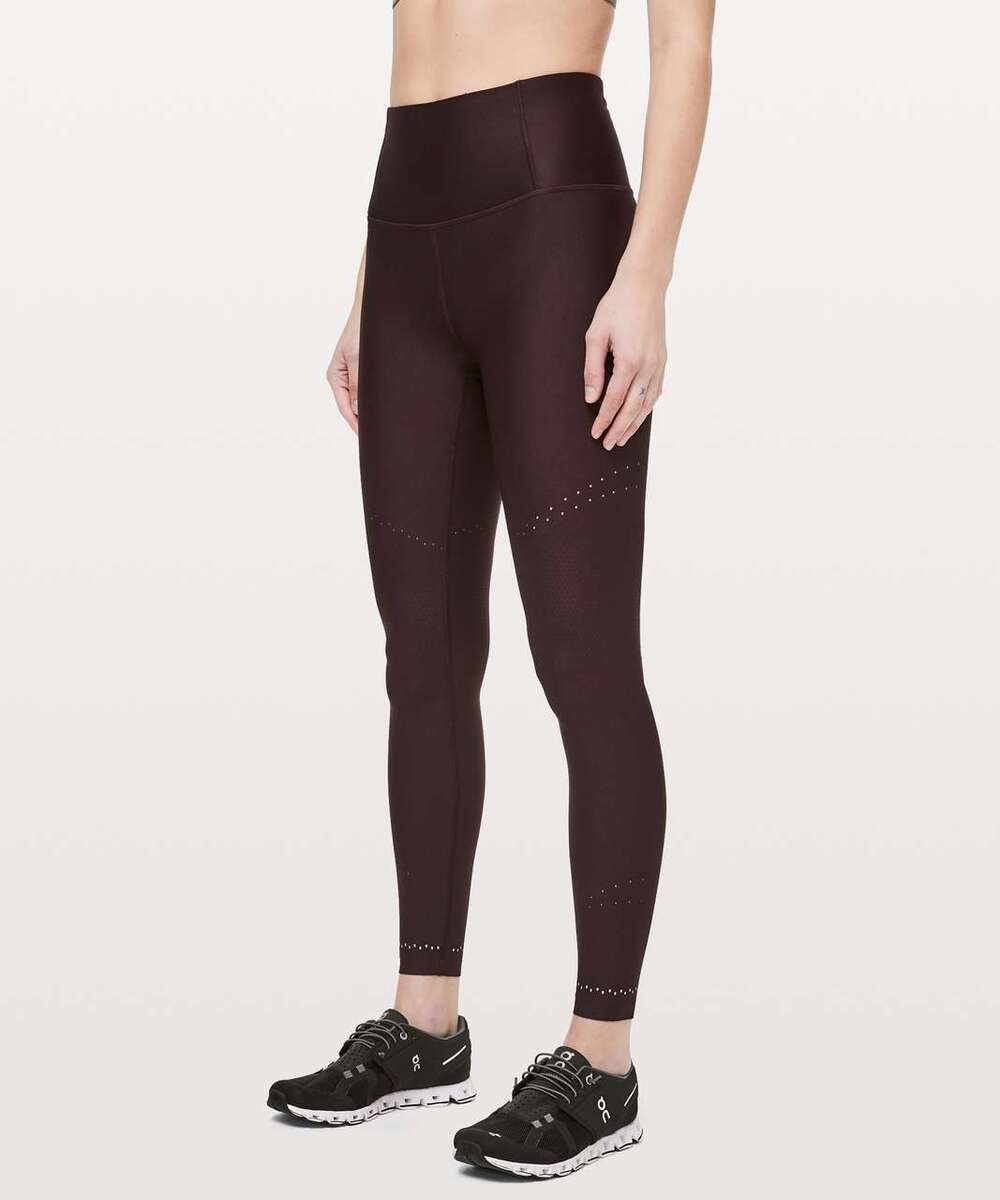 Lululemon Zoned In Tight *27" Plum Shadow Size 6 Running Compression Reflective